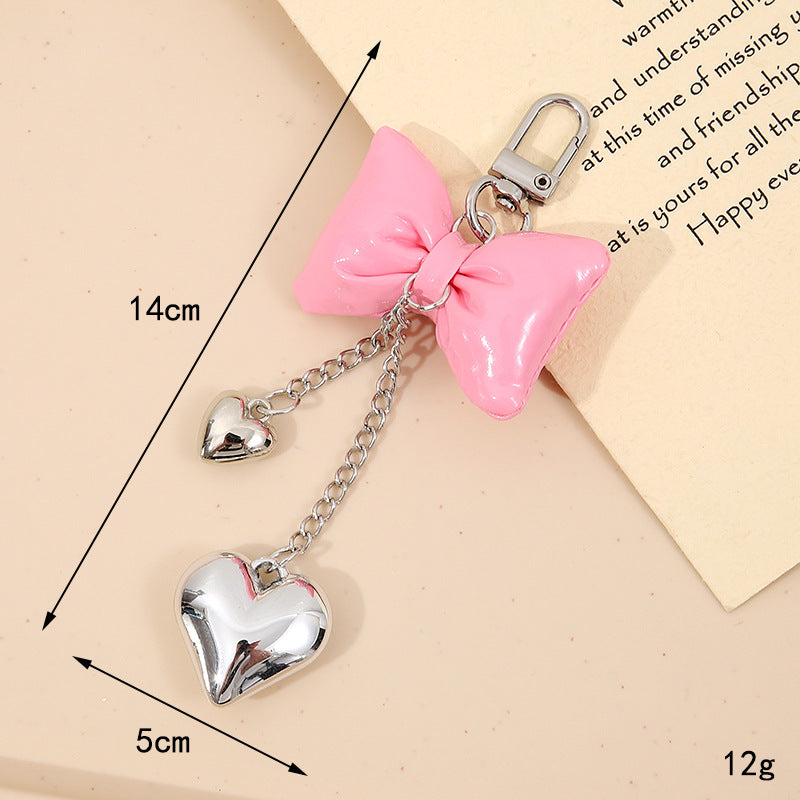 Wholesale New Cotton Leather Bow Mobile Phone Pendant High-end Sense Bag Keychain Hanging Women